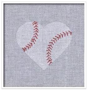 click here to view larger image of Baseball Heart   (hand painted canvases)