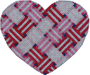 click here to view larger image of Woven Ribbon Heart (hand painted canvases)