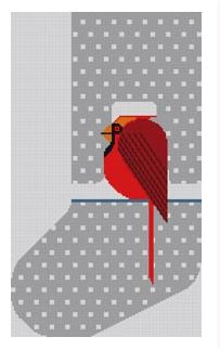 click here to view larger image of Cool Cardinal Stocking (hand painted canvases)