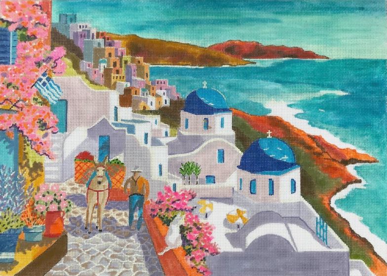 click here to view larger image of Santorini Greece (hand painted canvases)