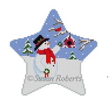 click here to view larger image of Snowman w/Wreaths Star (hand painted canvases)