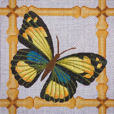 click here to view larger image of Yellow Butterfly and Bamboo (hand painted canvases)