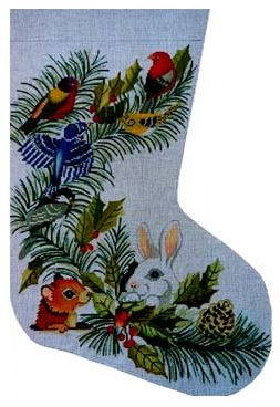 click here to view larger image of Animal Christmas Stocking (hand painted canvases)