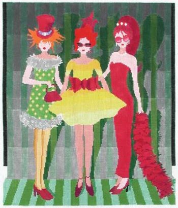 click here to view larger image of Party Girls w/Stitch Guide (hand painted canvases)