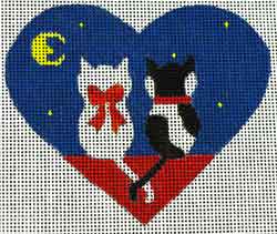 click here to view larger image of Two Kittens - Heart Shape  (hand painted canvases)