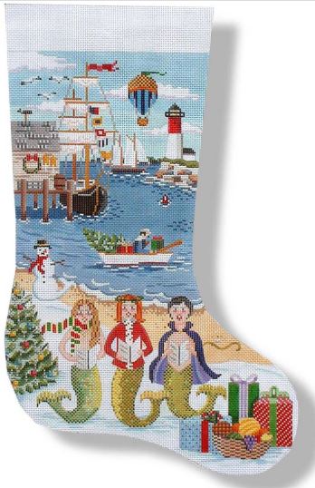 click here to view larger image of Mermaid Chorus Stocking (hand painted canvases)