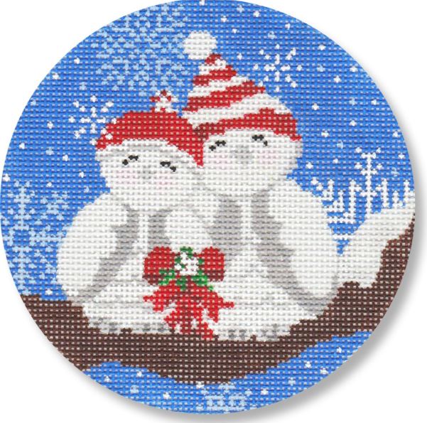 click here to view larger image of Snow Lovebirds  (hand painted canvases)