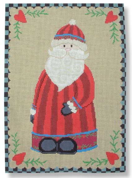click here to view larger image of Santa w/Heart Border (hand painted canvases)