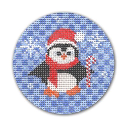 click here to view larger image of Penguin w/Candy Cane and Snowflakes (hand painted canvases)