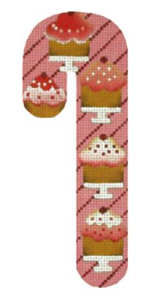 click here to view larger image of Cup Cake Candy Cane (hand painted canvases)