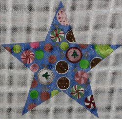 click here to view larger image of Star Ornament - Candy (hand painted canvases)