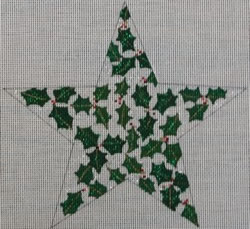 click here to view larger image of Star Ornament - Holly (hand painted canvases)