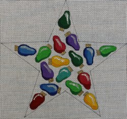 click here to view larger image of Star Ornament - Lights (hand painted canvases)