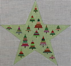 click here to view larger image of Star Ornament - Trees (hand painted canvases)
