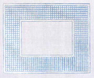 click here to view larger image of Blue and White Check Frame (hand painted canvases)