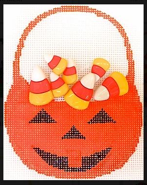 click here to view larger image of Candy Corn Basket (hand painted canvases)