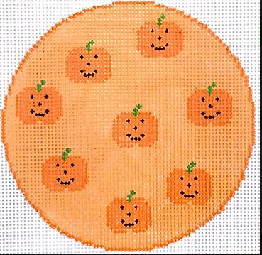 click here to view larger image of Pumpkins Coaster/Ornament (hand painted canvases)