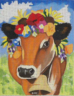 click here to view larger image of Flower Cow (hand painted canvases)