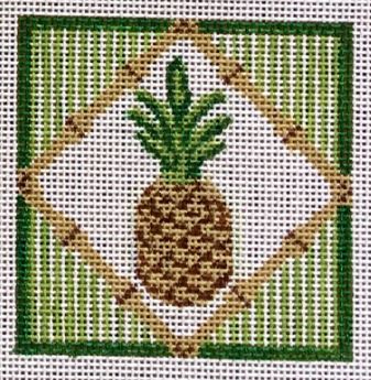 click here to view larger image of Pineapple - Square (hand painted canvases)