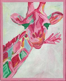 click here to view larger image of Pink Giraffe w/Pink Branch (hand painted canvases 2)