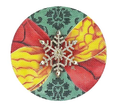 click here to view larger image of Snowflake Christmas Ball w/Jewel (hand painted canvases)