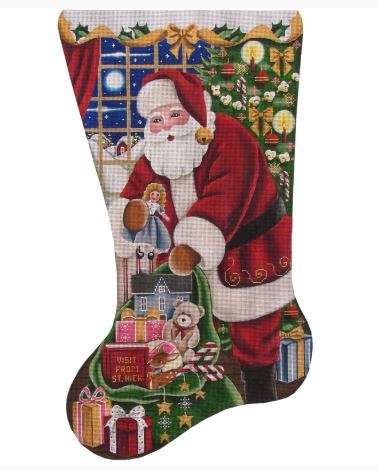 click here to view larger image of Girls Christmas Stocking (hand painted canvases)