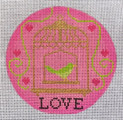 click here to view larger image of Birdcage Ornament - Love (hand painted canvases)