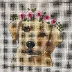 click here to view larger image of Yellow Lab w/Floral Crown (hand painted canvases)