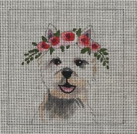 click here to view larger image of Westie w/Floral Crown (hand painted canvases)