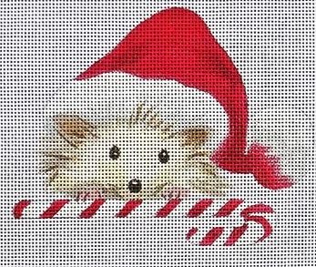 click here to view larger image of Hedgehog w/Candy Cane (hand painted canvases)