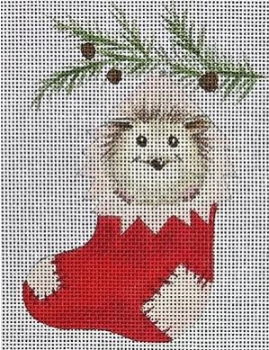 click here to view larger image of Hedgehog in Stocking (hand painted canvases)