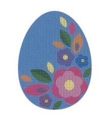 click here to view larger image of Blue Floral Flat Egg  (printed canvas)