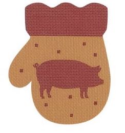 click here to view larger image of French Country Pig  Mitten - Red/Golden (printed canvas)