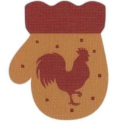 click here to view larger image of French Country Rooster Mitten - Red/Golden (printed canvas)