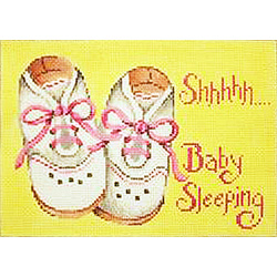 click here to view larger image of Shhh... With Baby Girl Shoes Sign  (hand painted canvases)