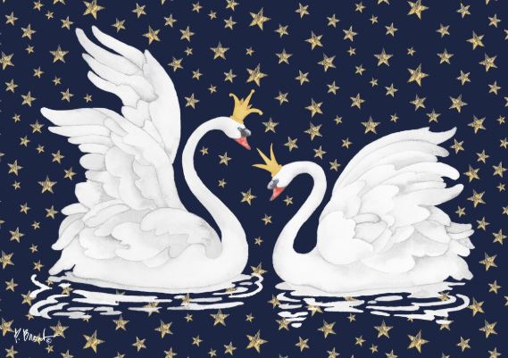 click here to view larger image of Swans and Stars (hand painted canvases)