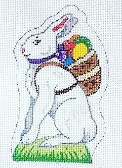click here to view larger image of White Bunny and Easter Eggs Basket (hand painted canvases)