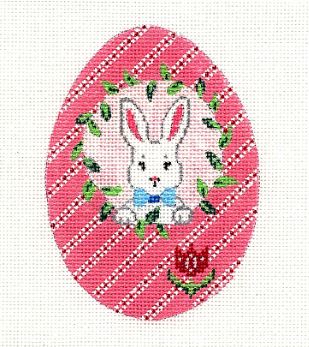 click here to view larger image of White Bunny Pink Bkgd (hand painted canvases)