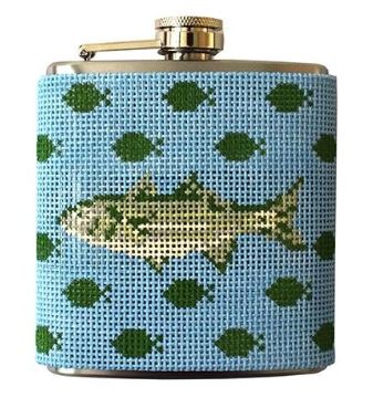 click here to view larger image of Fish Canvas and Flask (hand painted canvases)
