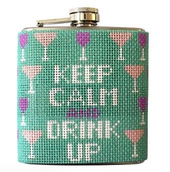 click here to view larger image of Keep Calm and Drink Up Canvas and Flask (hand painted canvases)