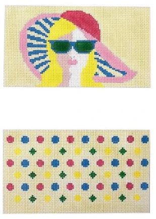 click here to view larger image of Girl with Pink Hat Sunglasses Case (hand painted canvases)