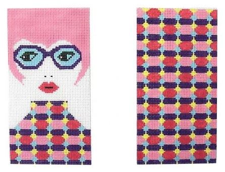 click here to view larger image of Girl with Pink Hair Eyeglass Case (hand painted canvases)