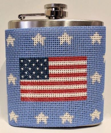 click here to view larger image of American Flag Canvas and Flask (hand painted canvases)