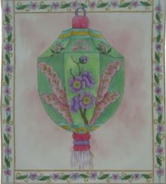 click here to view larger image of Green Paper Lantern (hand painted canvases)