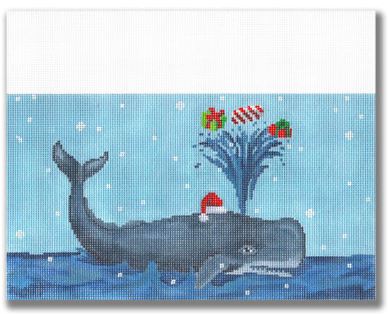 click here to view larger image of Stocking Cuff - Whale (hand painted canvases)