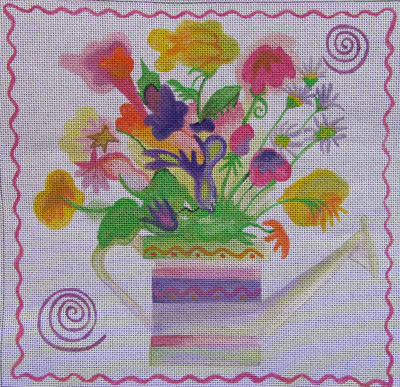 click here to view larger image of Watering Can Boquet (hand painted canvases)