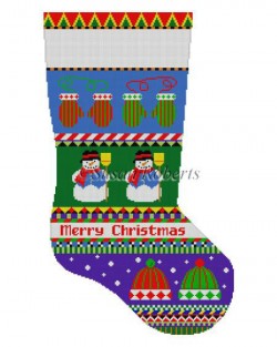 click here to view larger image of Bold Stripe Snowman Hats and Mittens (hand painted canvases)