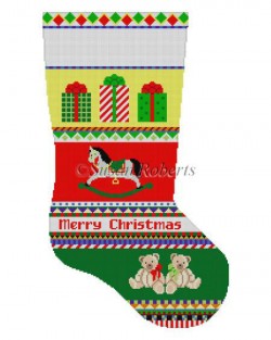 click here to view larger image of Bold Stripe Rocking Horse Stocking (hand painted canvases)
