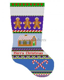 click here to view larger image of Bold Stripe Gingerbread Stocking (hand painted canvases)