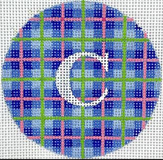 click here to view larger image of Bright Disk Letter - Madras Plaid (hand painted canvases 2)